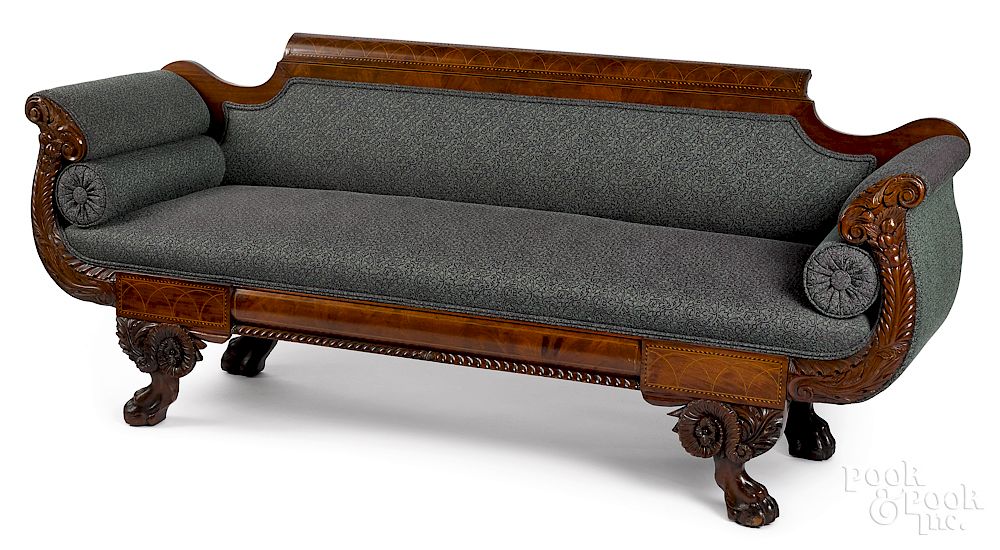 Appraisal: Classical carved mahogany sofa Exclusive on Bidsquare Classical carved mahogany