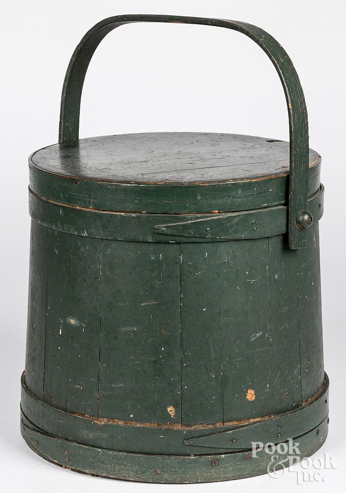 Appraisal: Large green painted firkin th c Large green painted firkin