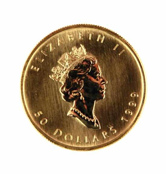 Appraisal: Canadian Gold Maple Leaf coin obverse with portrait of Queen