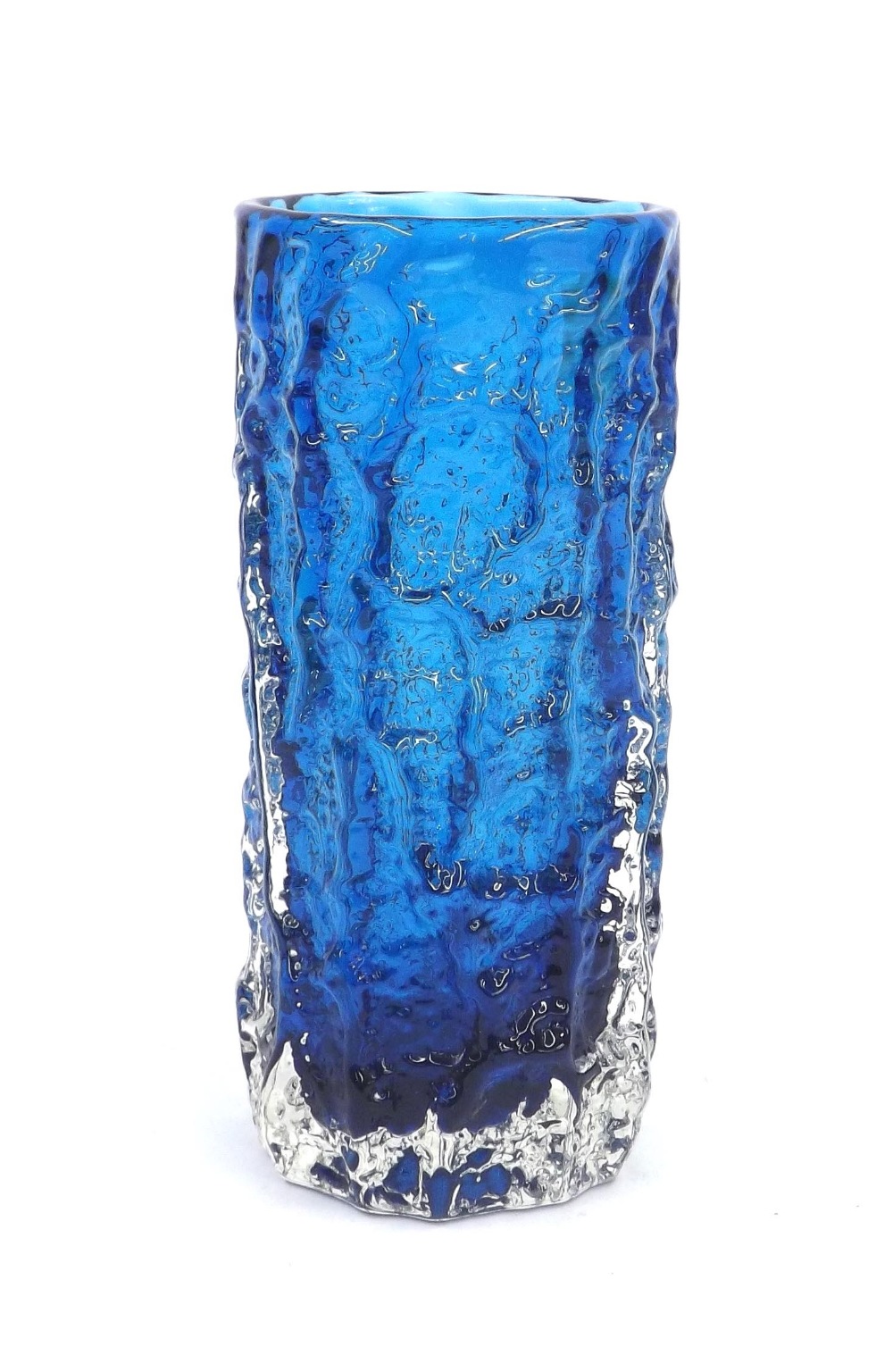 Appraisal: Geoffrey Baxter for Whitefriars - kingfisher blue textured cylindrical bark