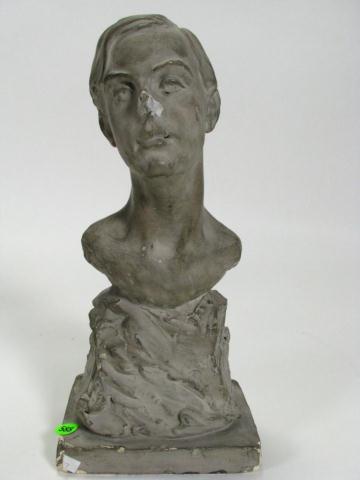 Appraisal: Unclearly Signed glazed plaster sculpture inches high depicting a bust