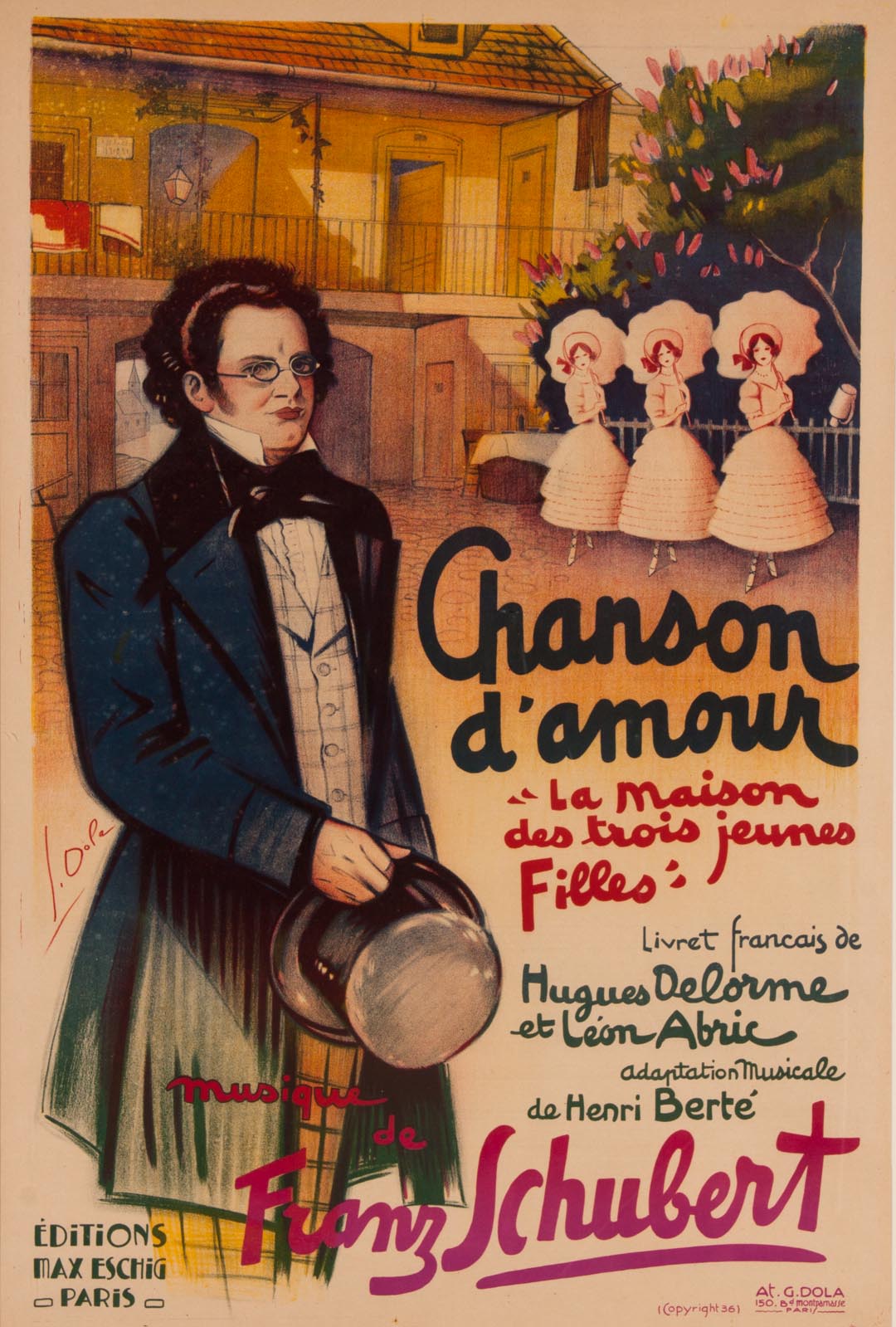 Appraisal: Georges Dola Chanson d'amour litho poster French - Signed Georges