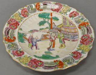 Appraisal: Set of eleven Rose Famille hand painted plates having scalloped