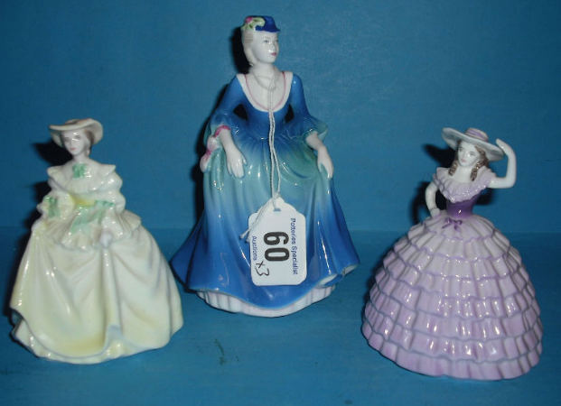 Appraisal: Coalport Miniature Figures Taking The Air Springtime and another unamed