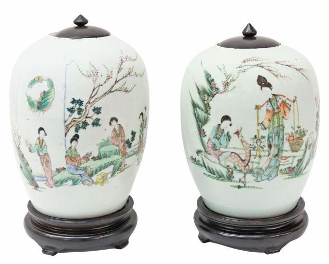 Appraisal: pair Chinese famille rose porcelain lidded ginger jars both having