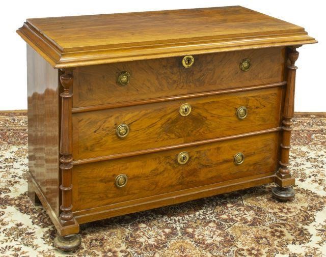 Appraisal: Diminutive Danish walnut finish chest mid th c having three