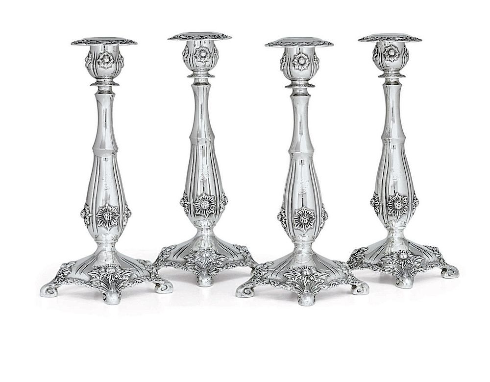 Appraisal: Set of Tiffany Sterling Silver Chrysanthemum Candlesticks A set of