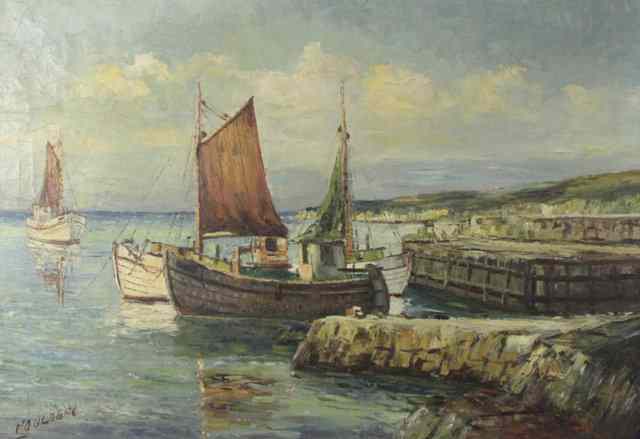 Appraisal: Leo HoulbergFishing Boats at Harboursigned lower left Houlbergoil on canvas