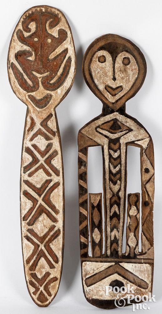 Appraisal: Two Papua New Guinea painted figural gope boards Two Papua