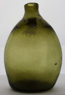 Appraisal: th c pattern-molded Pitkin-type half pint flask rib swirled to