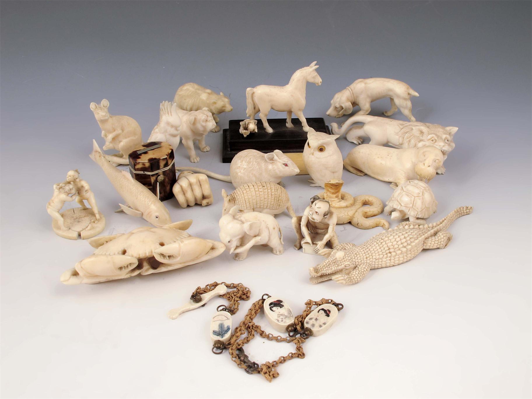 Appraisal: A collection of carved ivory animals