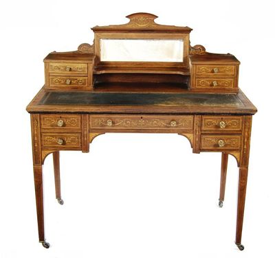 Appraisal: A late Victorian rosewood and marquetry writing table retailed by