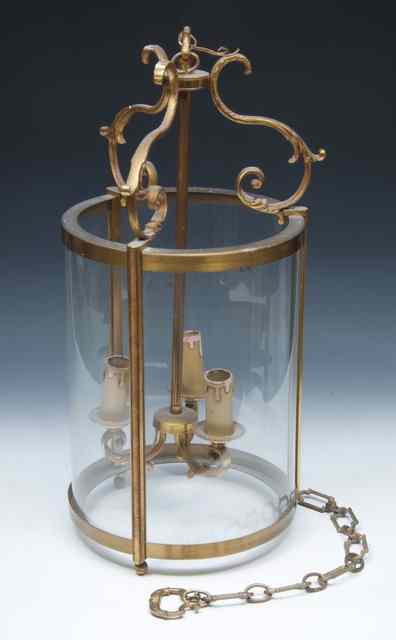 Appraisal: A VICTORIAN GILT BRASS HANGING LANTERN of cylindrical drum form