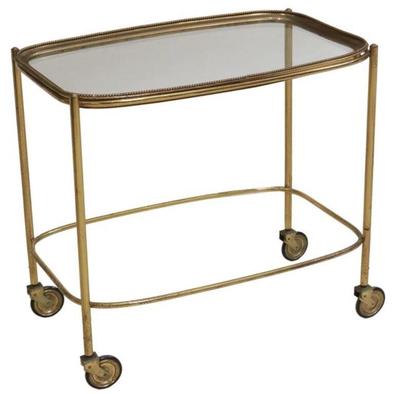 Appraisal: Italian brass and glass bar cart service trolley th c