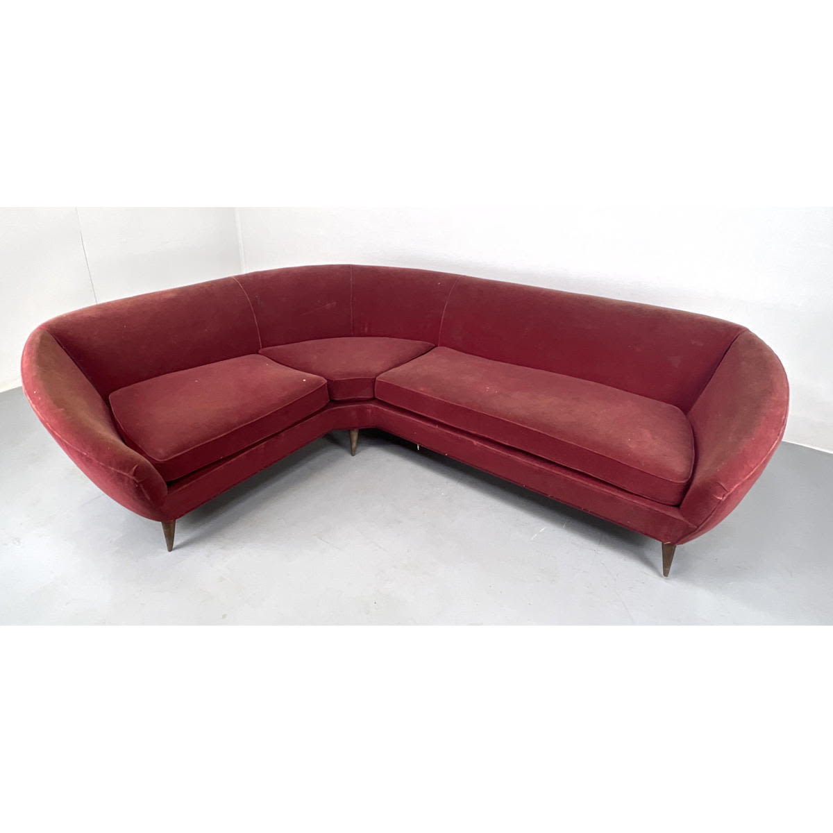 Appraisal: Italian 's angular corner sofa couch - inches shorter length