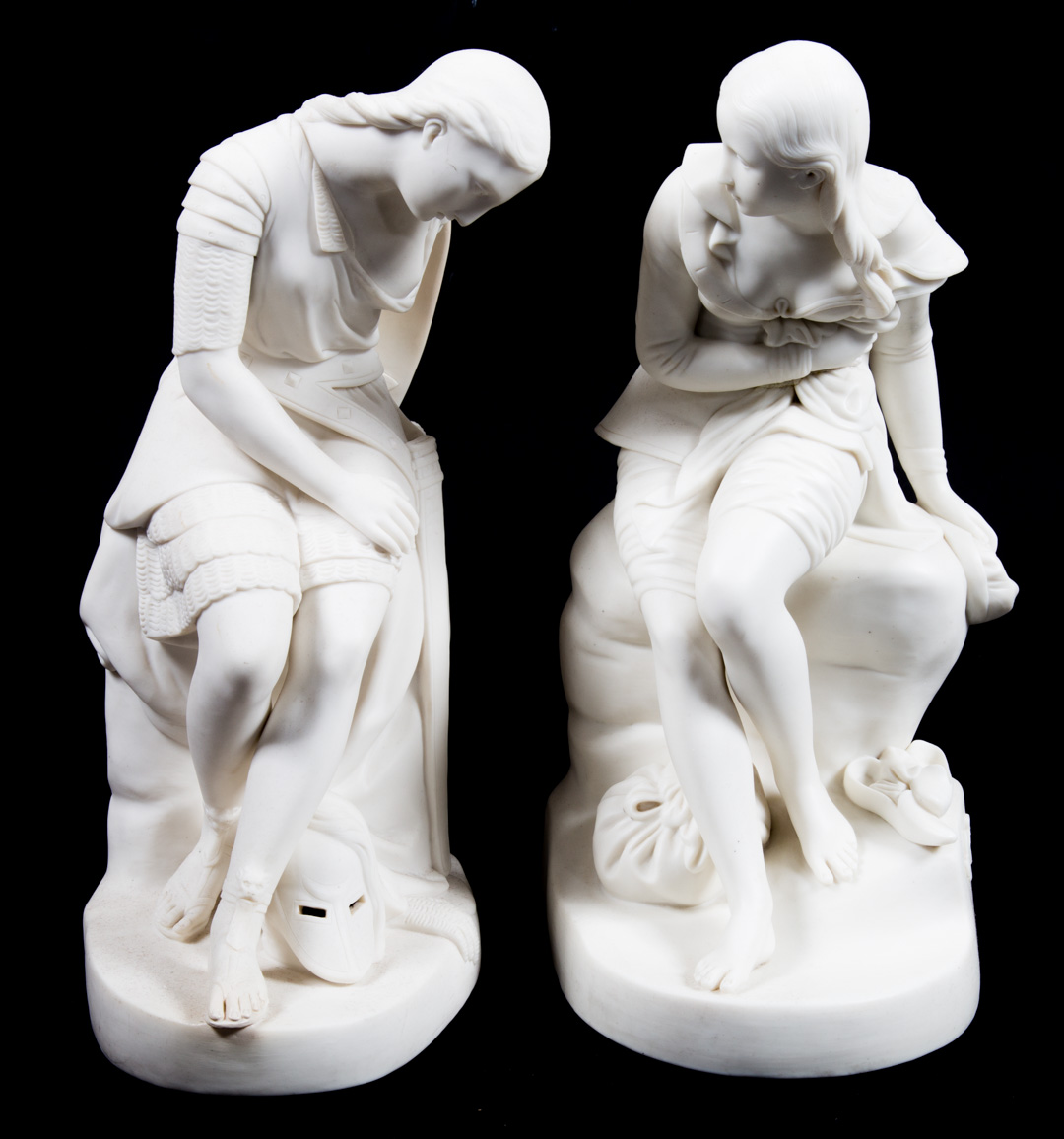 Appraisal: Two Minton parianware figures th century Clorinda impressed John Bell