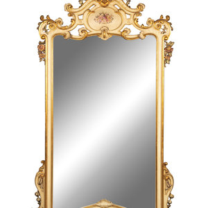 Appraisal: A Large Italian Painted and Parcel Gilt Mirror Circa Height