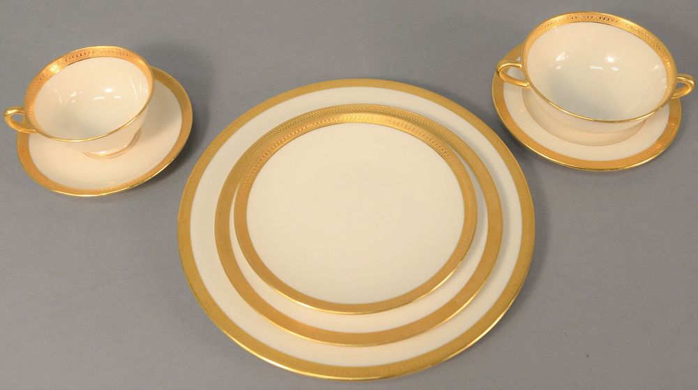 Appraisal: Seventy-six piece lot of Lenox white and gold rimmed dinner