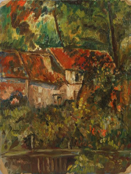 Appraisal: th Century California School Impressionist floral landscape with rooftops oil