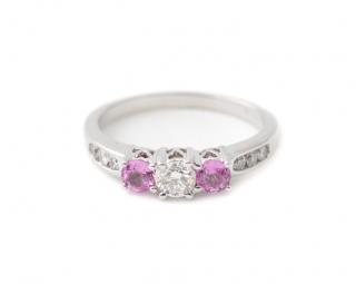 Appraisal: k White Gold Pink Sapphire Diamond Ring Ladies modern k