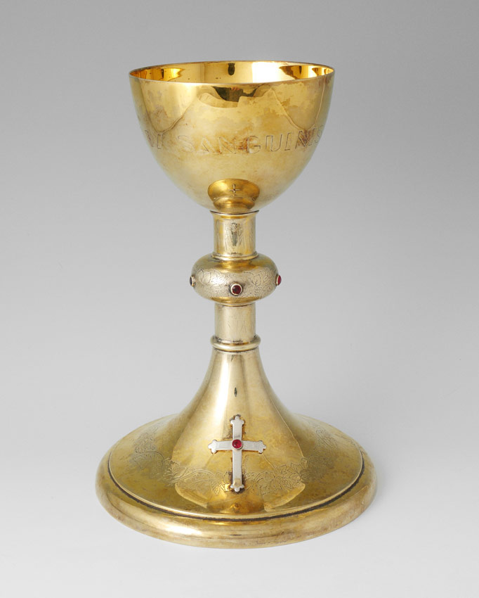 Appraisal: VERMEIL STERLING RELIGIOUS CHALICE Vermeil finish over sterling chalice with