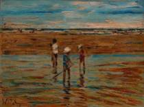 Appraisal: Leon De Vos Belgian - Children on the Beach oil