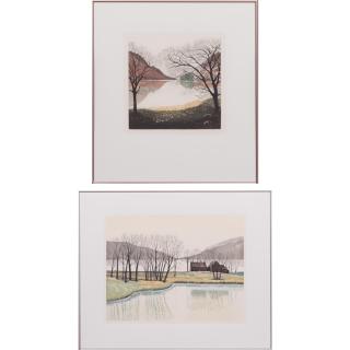 Appraisal: David London th Century 'Lakeside' and 'Late Autumn' Two etchings