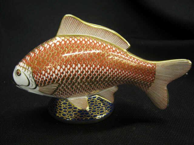 Appraisal: Royal Crown Derby Porcelain Fish Figurine Imari style long excellent