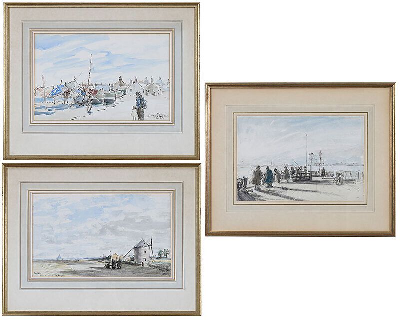 Appraisal: James McBey Scottish - Three works Fishing at Felixstowe Suffolk