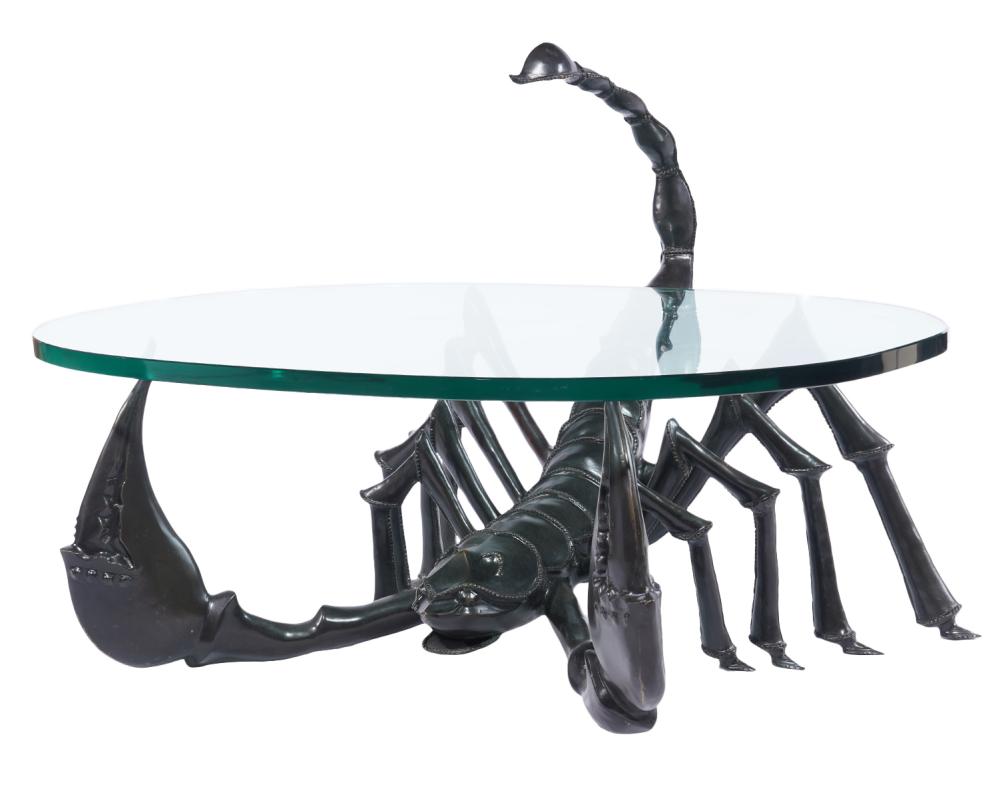 Appraisal: BRONZE JACQUES DUVAL BRASSEUR SCORPION TABLEAttributed to Jacques Duval Brasseur