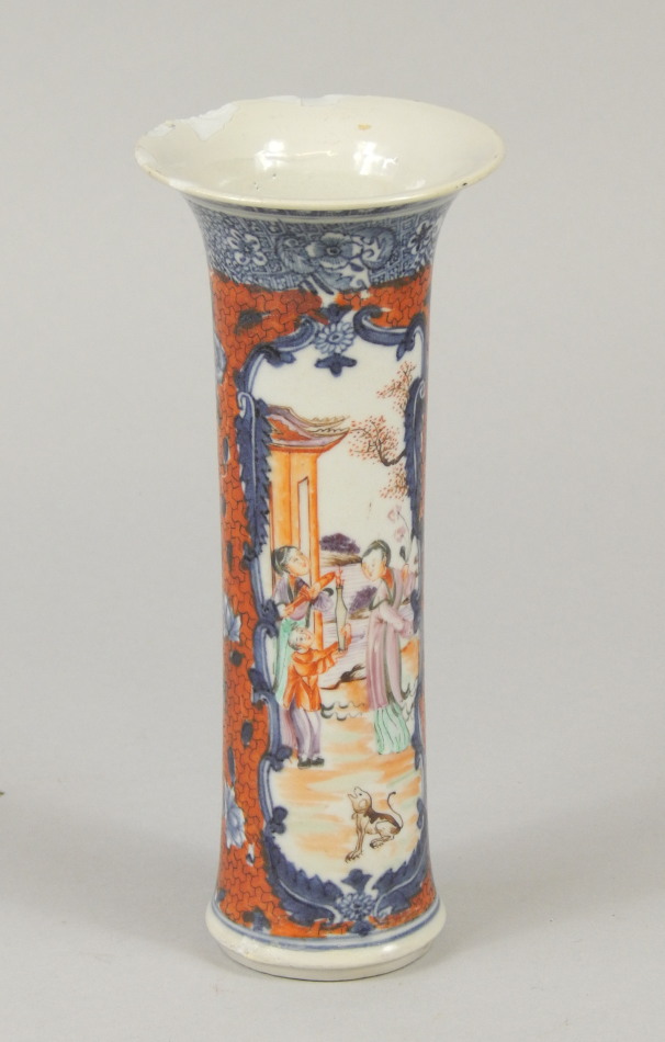 Appraisal: A Chinese porcelain cylindrical vase with a flared rim decorated