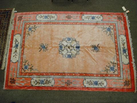 Appraisal: x pink Chinese silk rug Estimate -