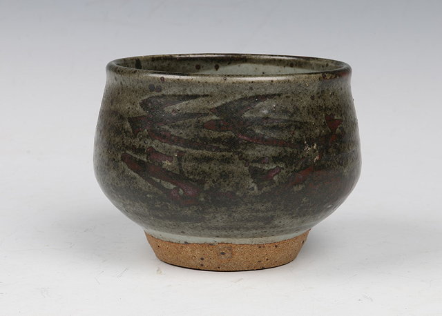 Appraisal: Helen Pincombe British - Chawan tea bowlgrey glaze with brushwork