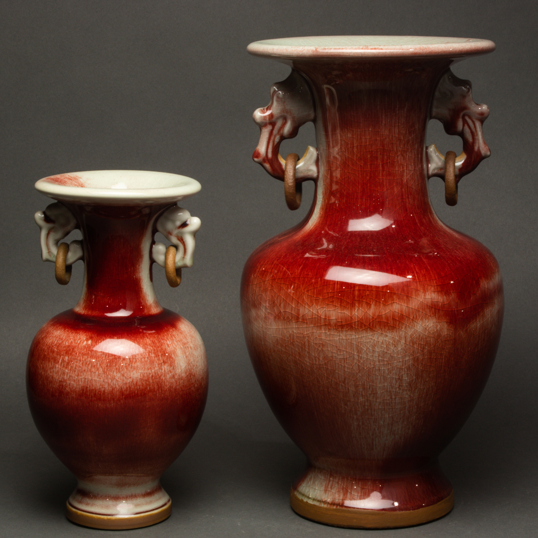 Appraisal: LOT OF CHINESE OXBLOOD GLAZED VASES lot of Chinese oxblood