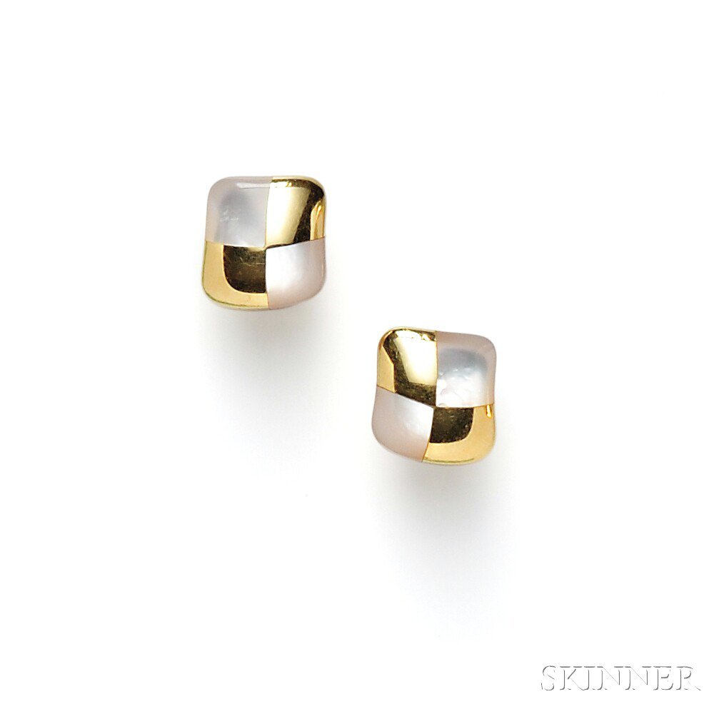 Appraisal: kt Gold and Mother-of-pearl Earclips Angela Cummings each with mother-of-pearl