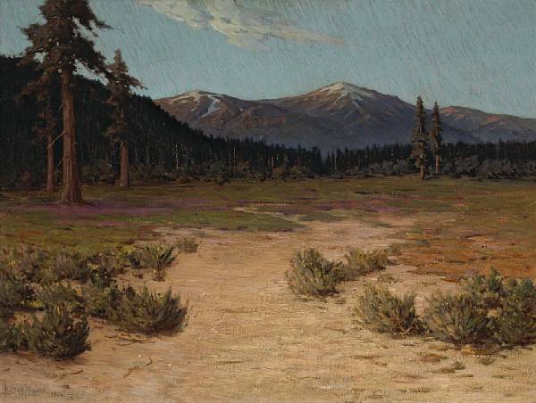 Appraisal: Willis E Davis American - A sunlit path with mountains