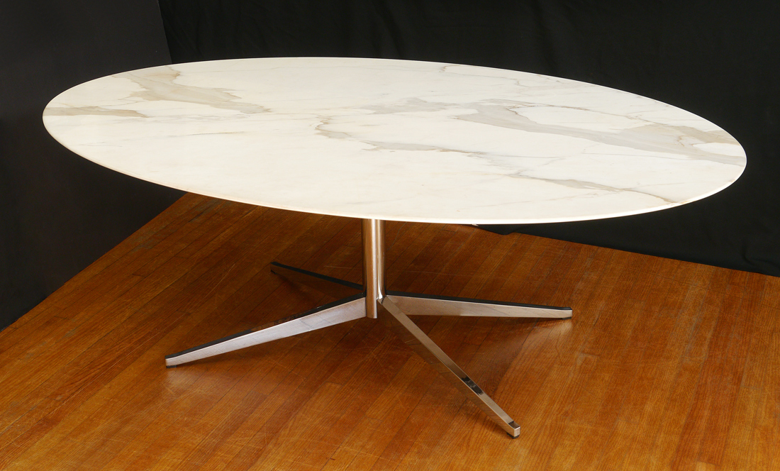 Appraisal: FLORENCE KNOLL MID CENTURY DINING CONFERENCE TABLE Oval marble top