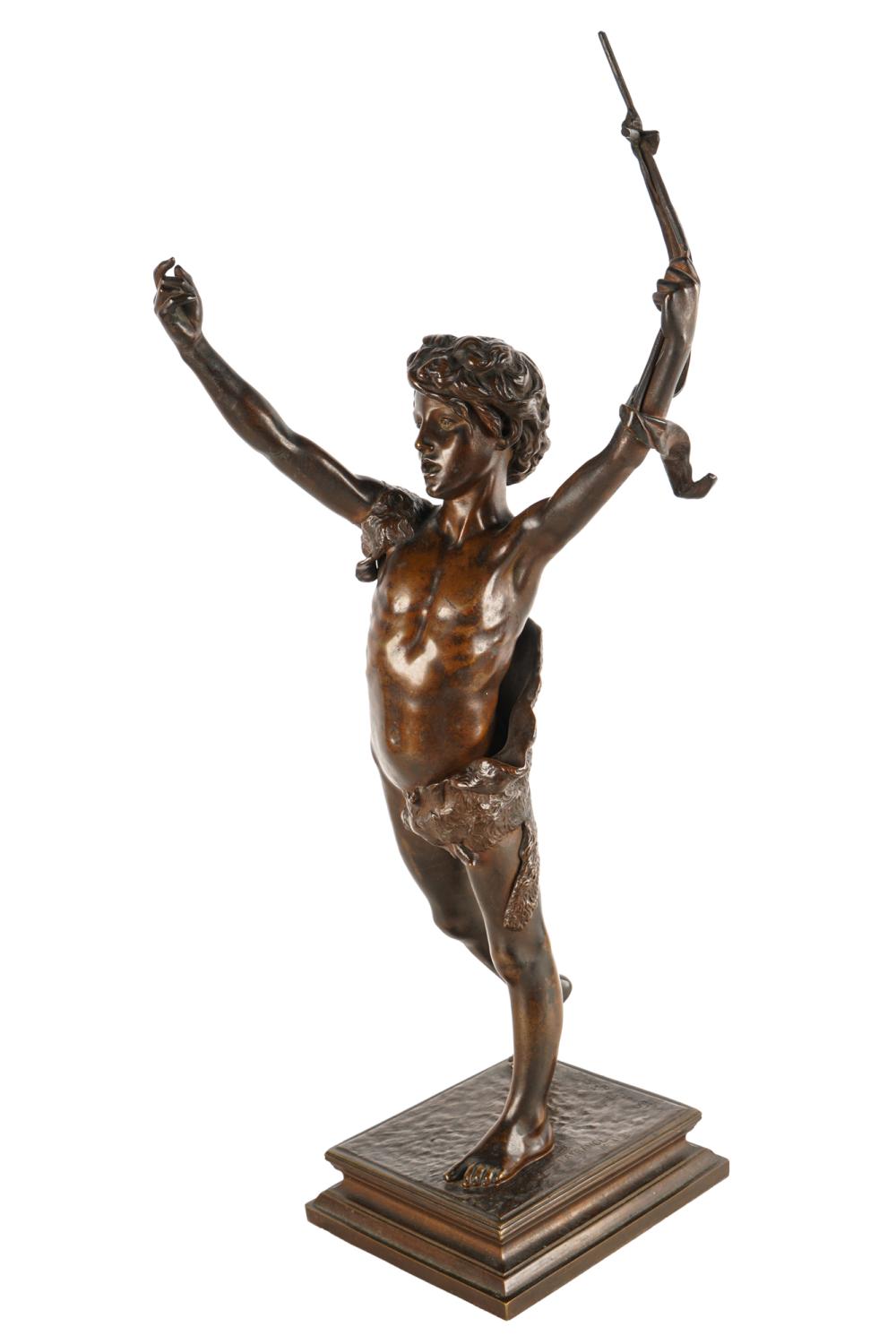 Appraisal: FRENCH BRONZE FIGURE OF A BOYinscribed L A France in