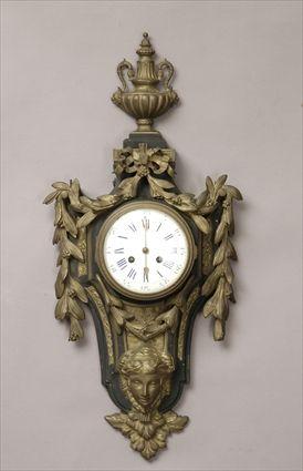 Appraisal: Louis XVI-Style Patinated and Gilt-Metal Cartel Clock x in