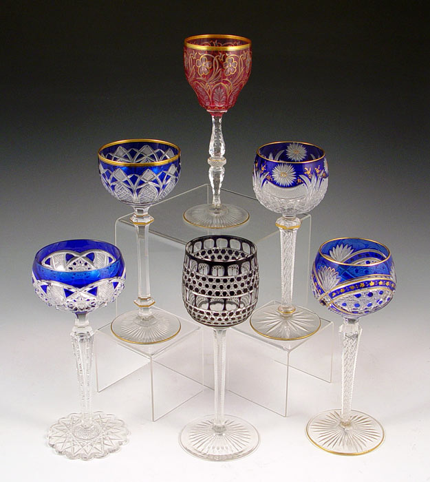 Appraisal: COLLECTION OF BOHEMIAN CUT GLASS GOBLETS Assortment of color and