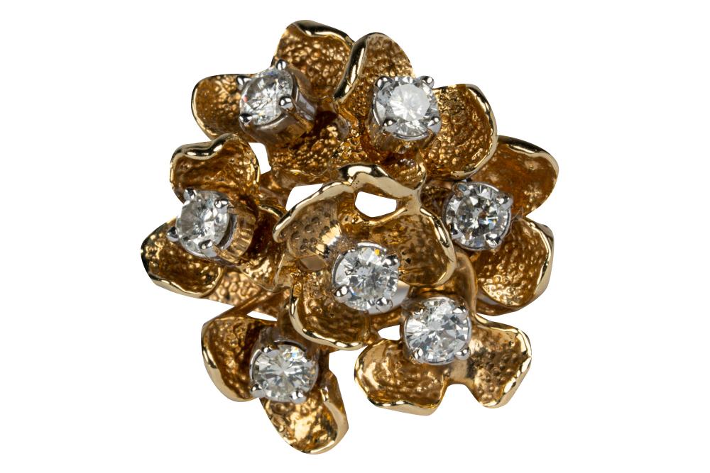 Appraisal: KARAT GOLD DIAMOND CLUSTER RINGcontaining seven full cut diamonds H