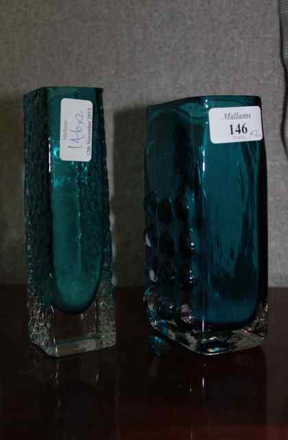 Appraisal: A WHITEFRIARS 'MOBILE PHONE' TYPE BLUE GLASS VASE high together