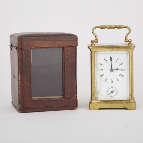 Appraisal: French Carriage Alarm Clock Cased th century