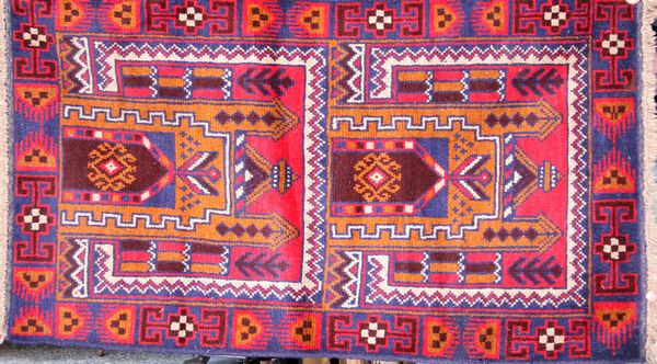 Appraisal: Tribal prayer rugTribal prayer rug ' x ' EST