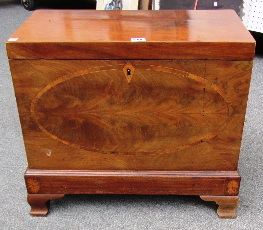 Appraisal: A George III and later inlaid mahogany rectangular wine cooler