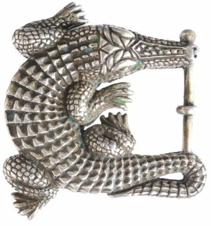 Appraisal: Barry Kieselstein-Cord sterling silver alligator form belt buckle retaining tag