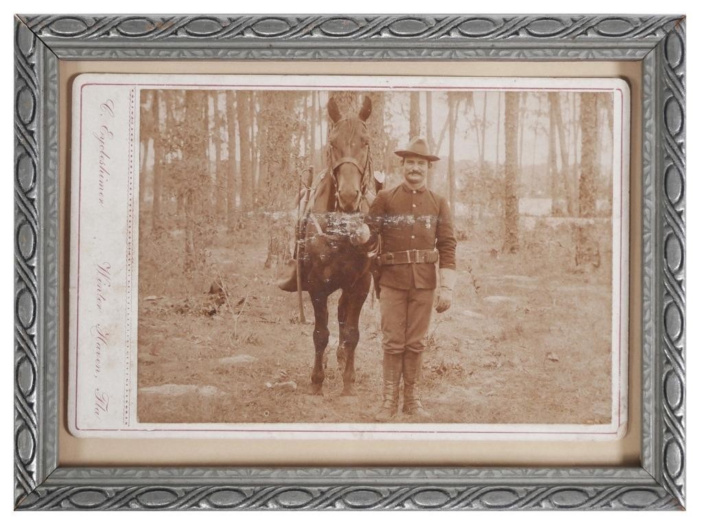 Appraisal: ROUGH RIDERS CAVALRY SOLDIER FLORIDA PHOTO Cabinet photograph of a