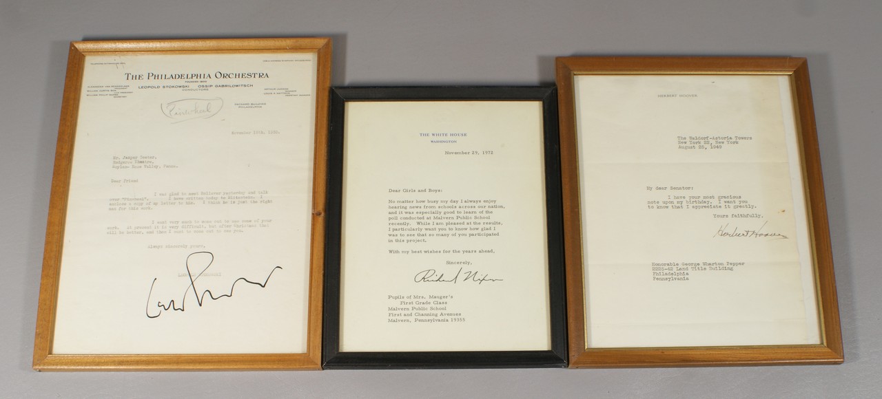 Appraisal: Lot of Signed Letters to include Herbert Hoover Leopold Stokowski