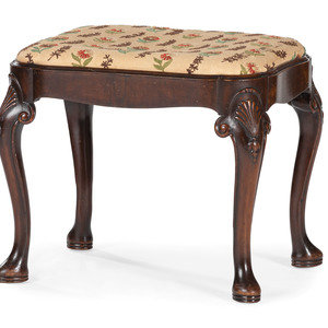 Appraisal: A Chippendale Style Mahogany Foot Stool with Embroidered Upholstery th