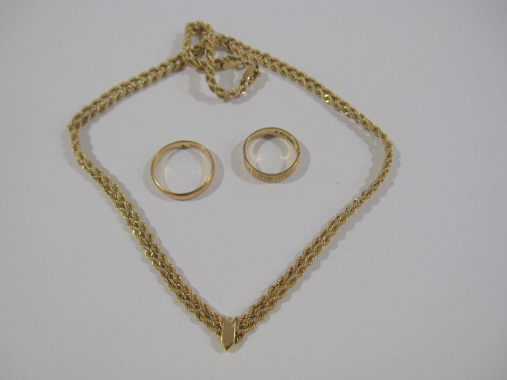 Appraisal: Lot comprising two ct gold wedding bands gms and a